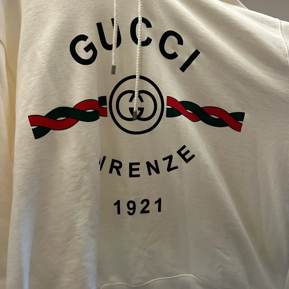 Men's Gucci FIRENZE 1921 cotton hoodie interlocking G/web stripe size XXXL